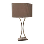Oporto Wavy Table Lamp Antique Brass complete with Brown Oval Shade - Cusack Lighting