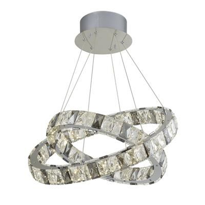 Optica 2 Lt Led Ceiling Pendant - Clear & Smokey Crystal
