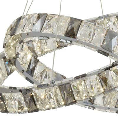 Optica 2 Lt Led Ceiling Pendant - Clear & Smokey Crystal