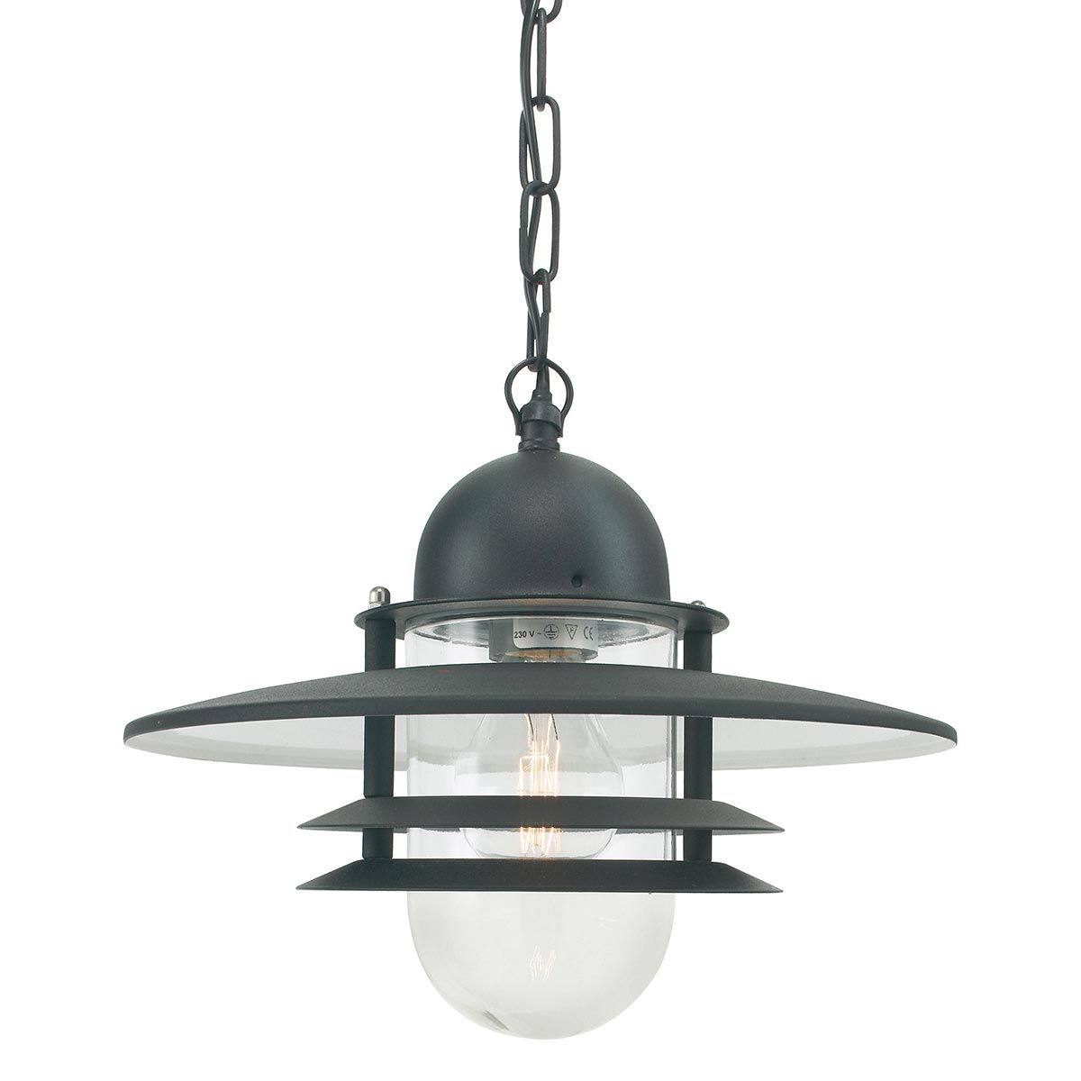 Oslo 1 Light Chain Lantern - Black/Galvanised IP55 E27
