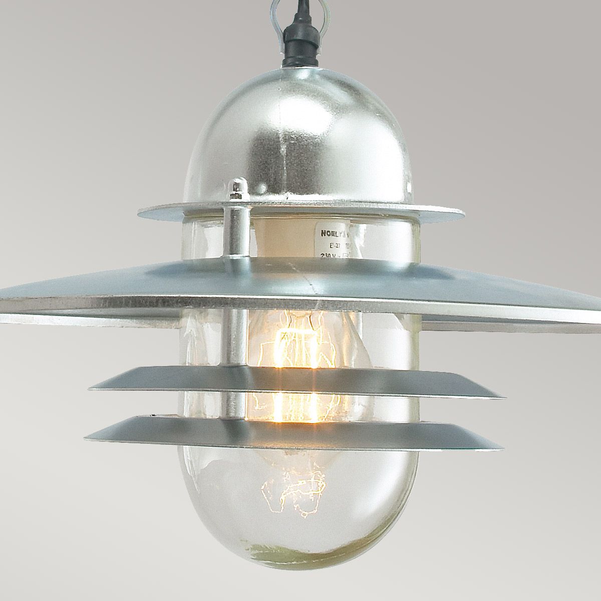 Oslo 1 Light Chain Lantern - Black/Galvanised IP55 E27