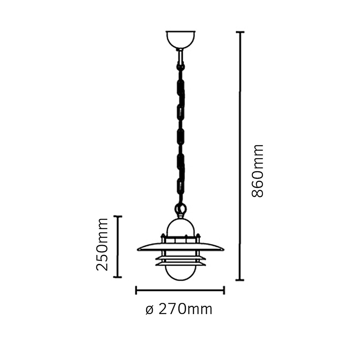 Oslo 1 Light Chain Lantern - Black/Galvanised IP55 E27