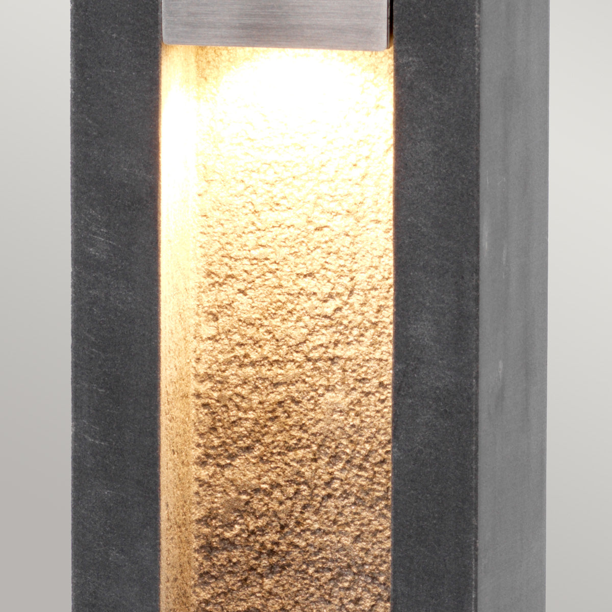 Parkstone LED Large Bollard – Basalt Stone & Steel Finish