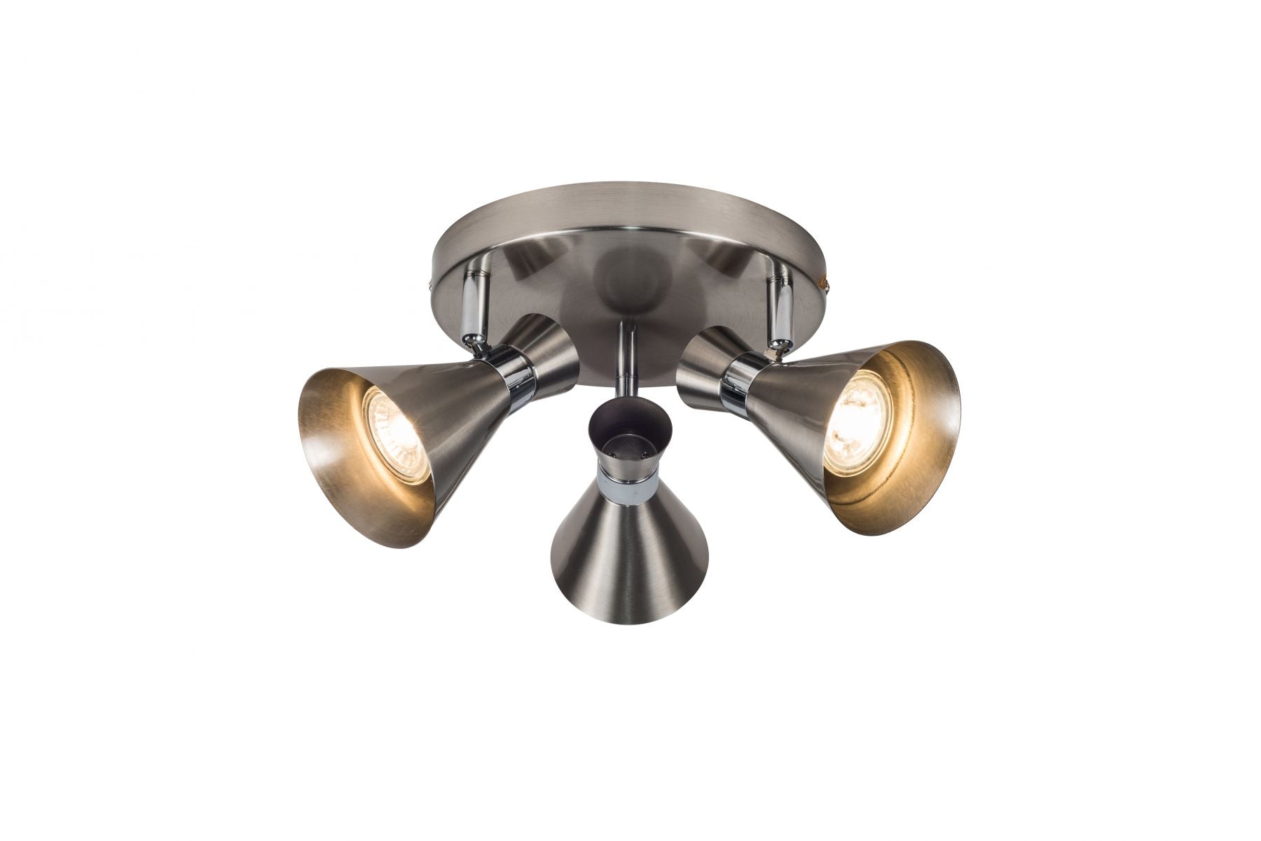 Pixar 3Lt Plate Spotlight - Satin Chrome/Antique Brass