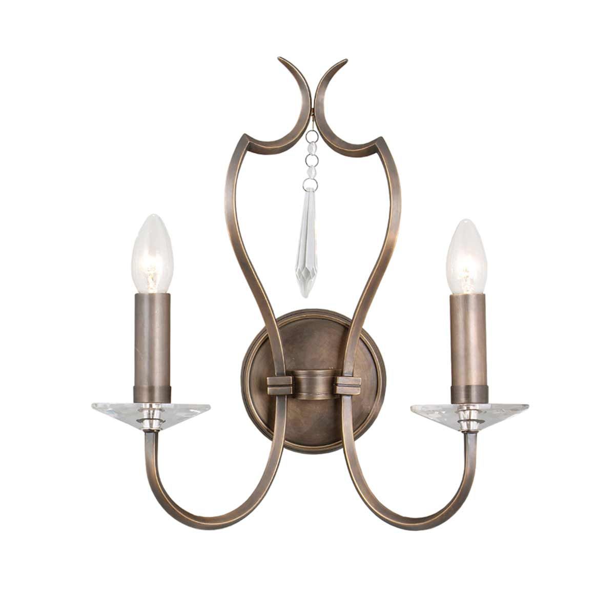 Pimlico 2 Light Wall Light - Dark Bronze/Polished Nickel IP20 E14
