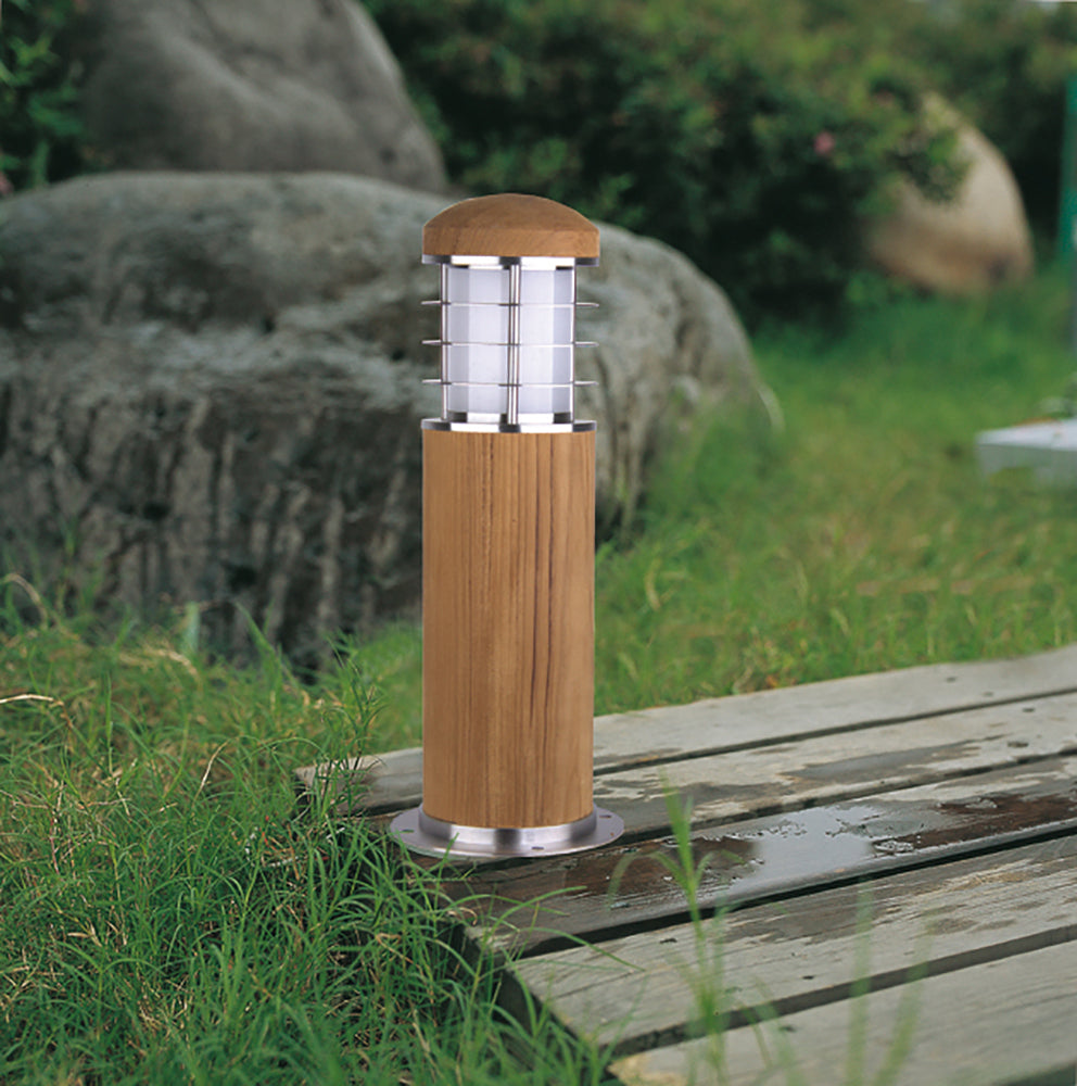 Poole Small Bollard – Teak & Steel Finish