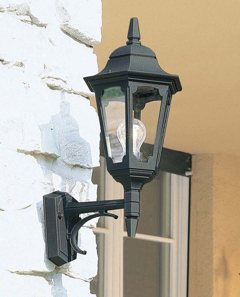 Parish Large & Up Wall Lantern - Black Finish