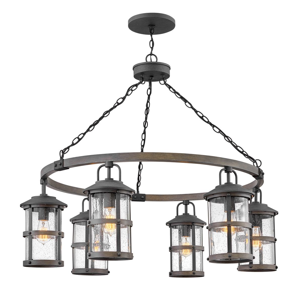 Lakehouse 1/6Lt Chain Lantern - Aged Zinc with Driftwood Grey IP44 E27
