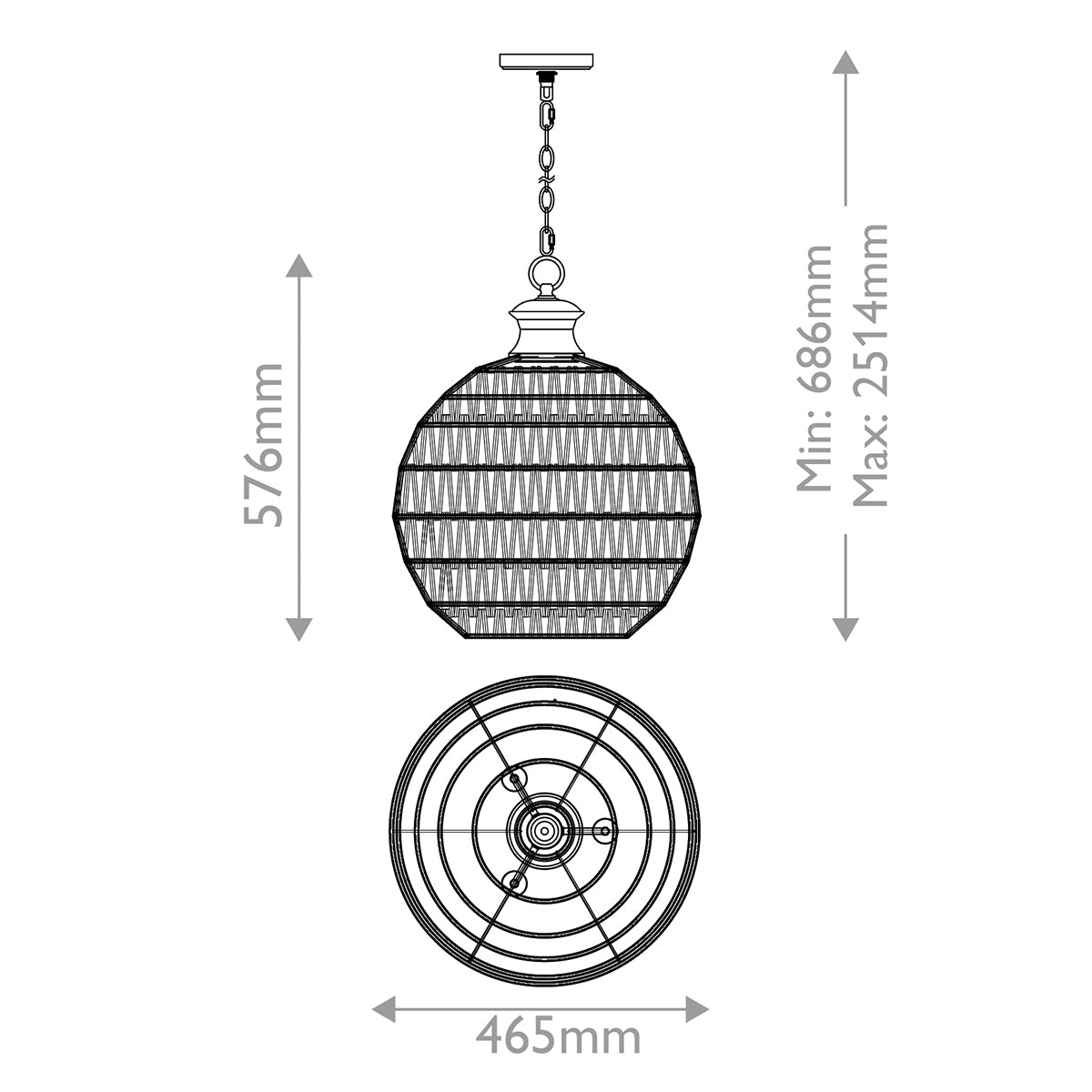 Quoizel Casablanca 3 lt Pendant - Palladian Bronze E27