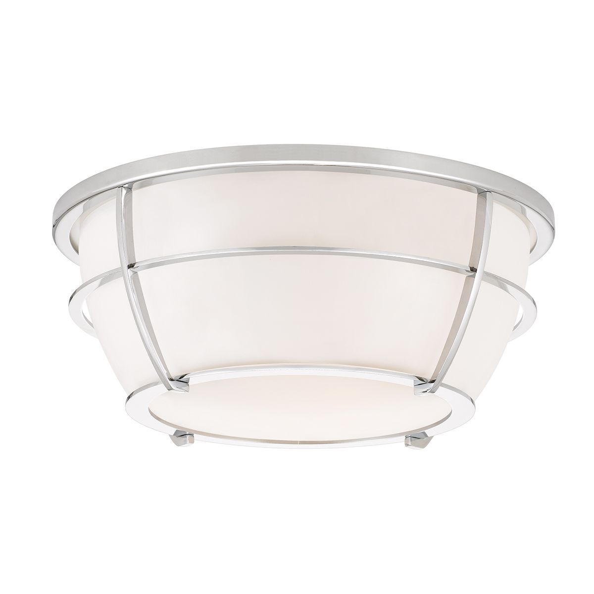 Chance 2Lt Flush Bathroom Light IP44 - Polished Chrome / Painted Natural Brass