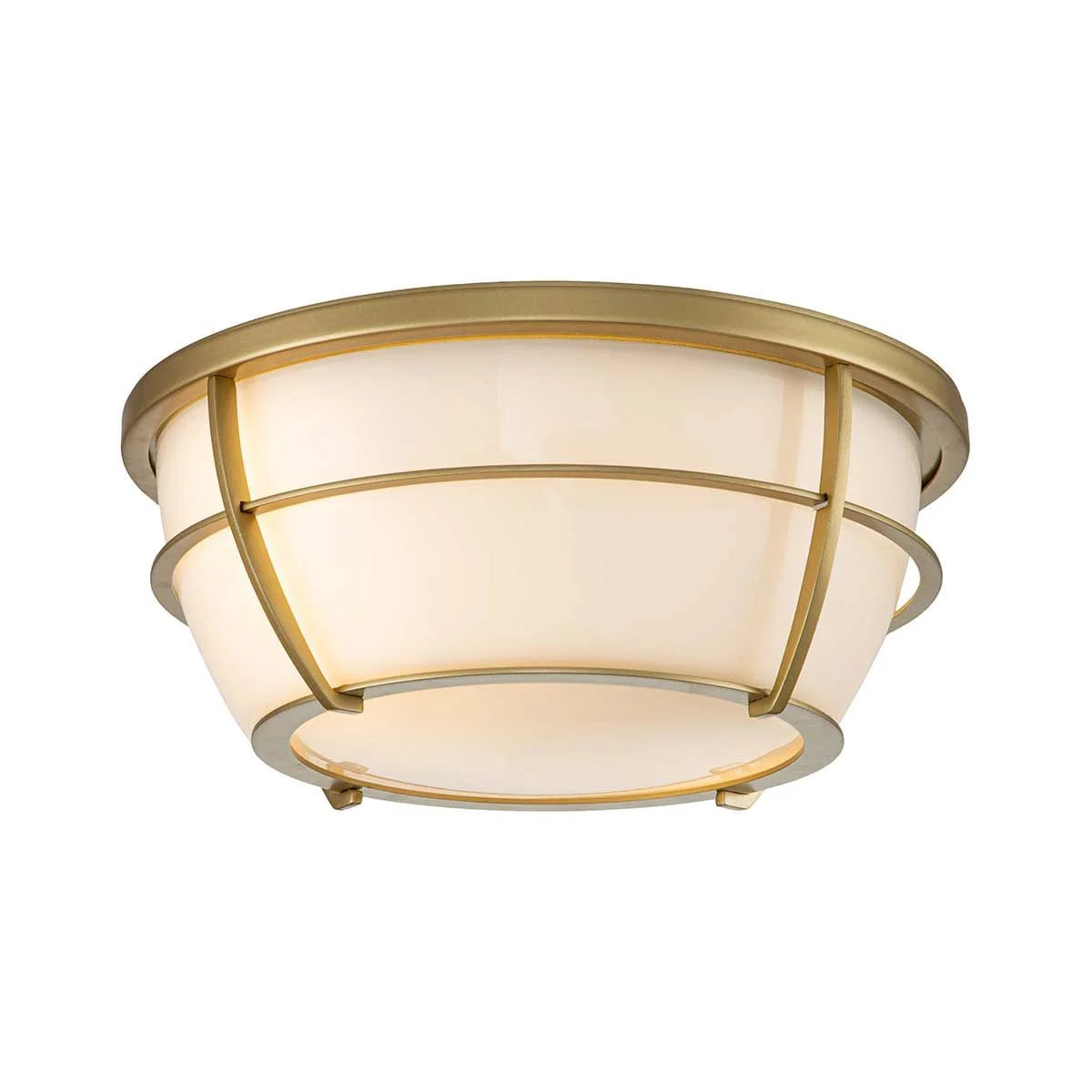 Chance 2Lt Flush Bathroom Light IP44 - Polished Chrome / Painted Natural Brass
