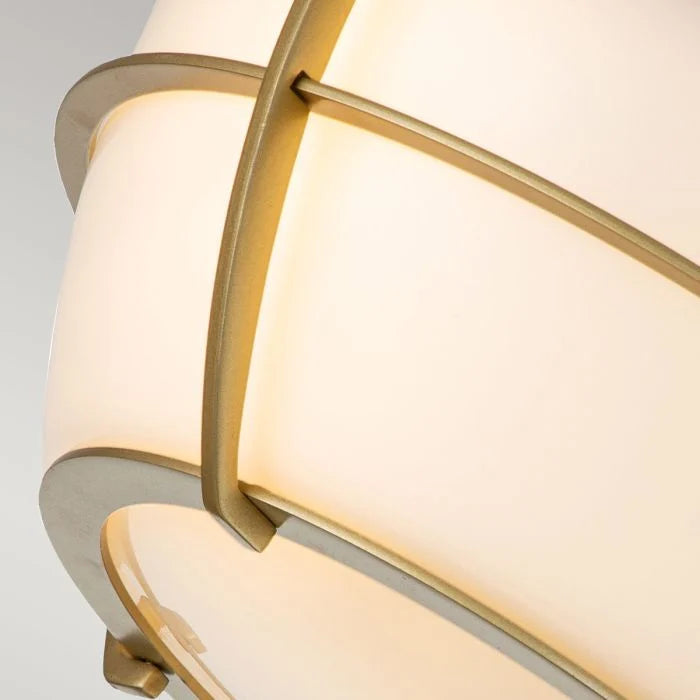 Chance 2Lt Flush Bathroom Light IP44 - Polished Chrome / Painted Natural Brass