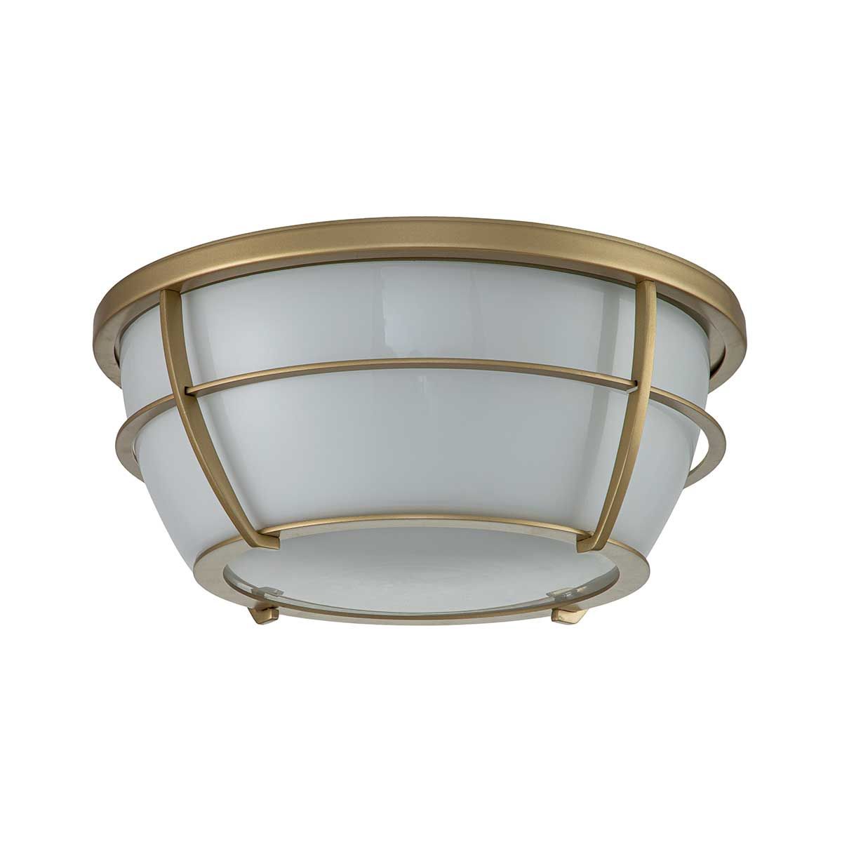 Chance 2Lt Flush Bathroom Light IP44 - Polished Chrome / Painted Natural Brass