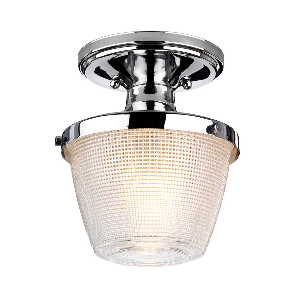 Dublin 1 Light Semi-Flush Mount IP44 – Painted Natural Brass/Polished Chrome