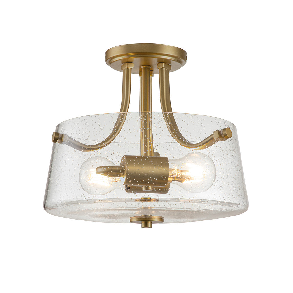 Hollister 2 Light Semi-Flush - Brushed Brass/ Polished Nickel E27