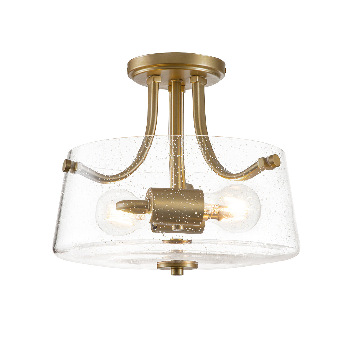 Hollister 2 Light Semi-Flush - Brushed Brass/ Polished Nickel E27
