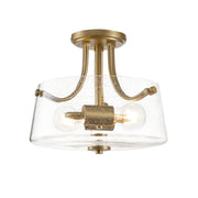 Hollister 2 Light Semi-Flush - Brushed Brass/ Polished Nickel E27