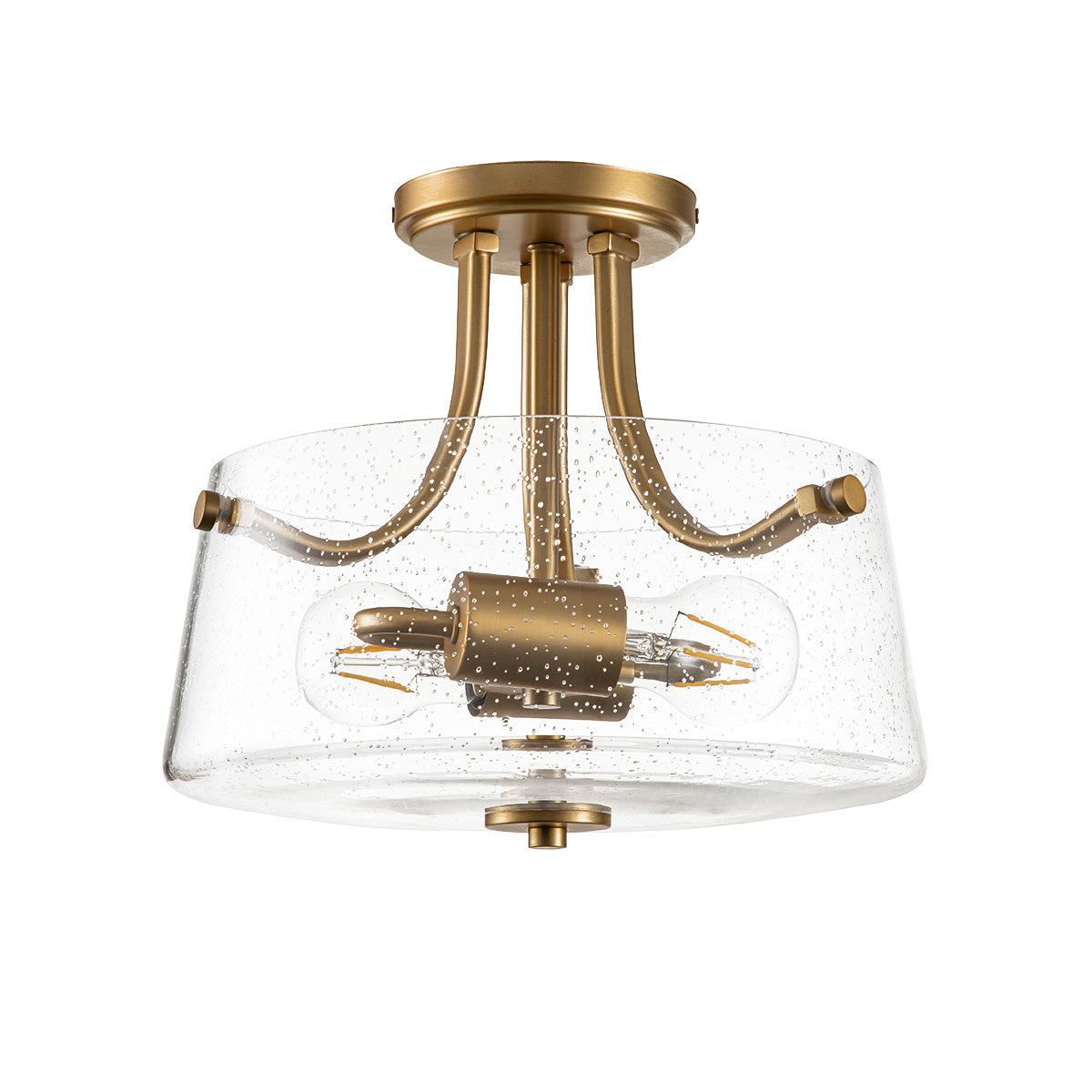 Hollister 2 Light Semi-Flush - Brushed Brass/ Polished Nickel E27