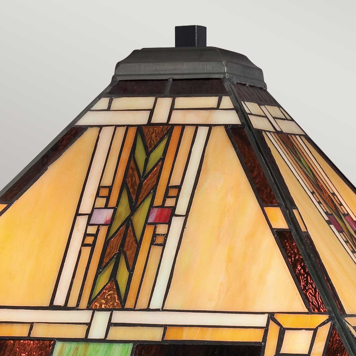 Quoizel Navajo 2 lt Tiffany styleTable Lamp - Bronze with Art Glass Shade E27