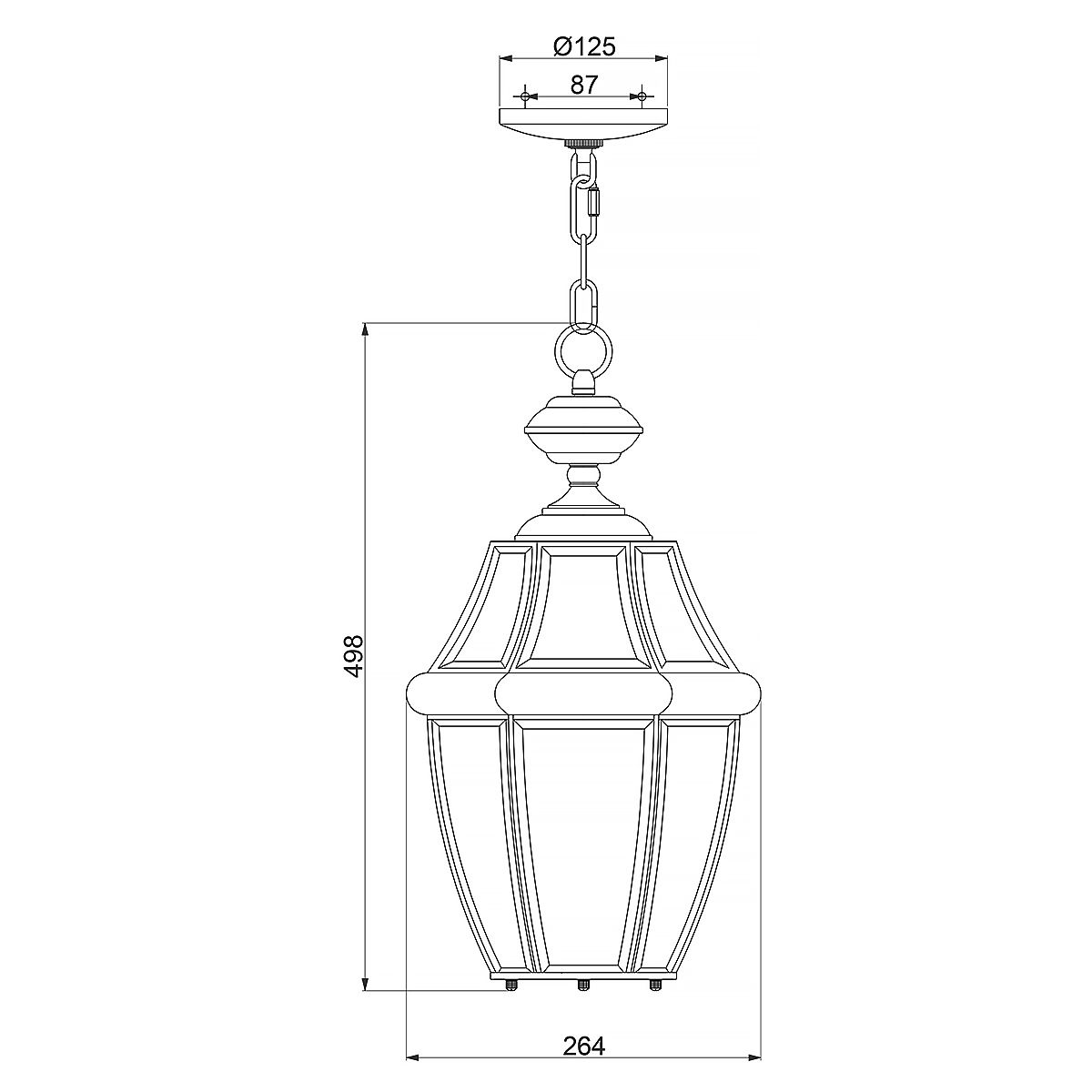 Newbury 1/2Lt Chain Lantern - Lacquered Polished Brass/Lacquered Aged Copper IP23 E27
