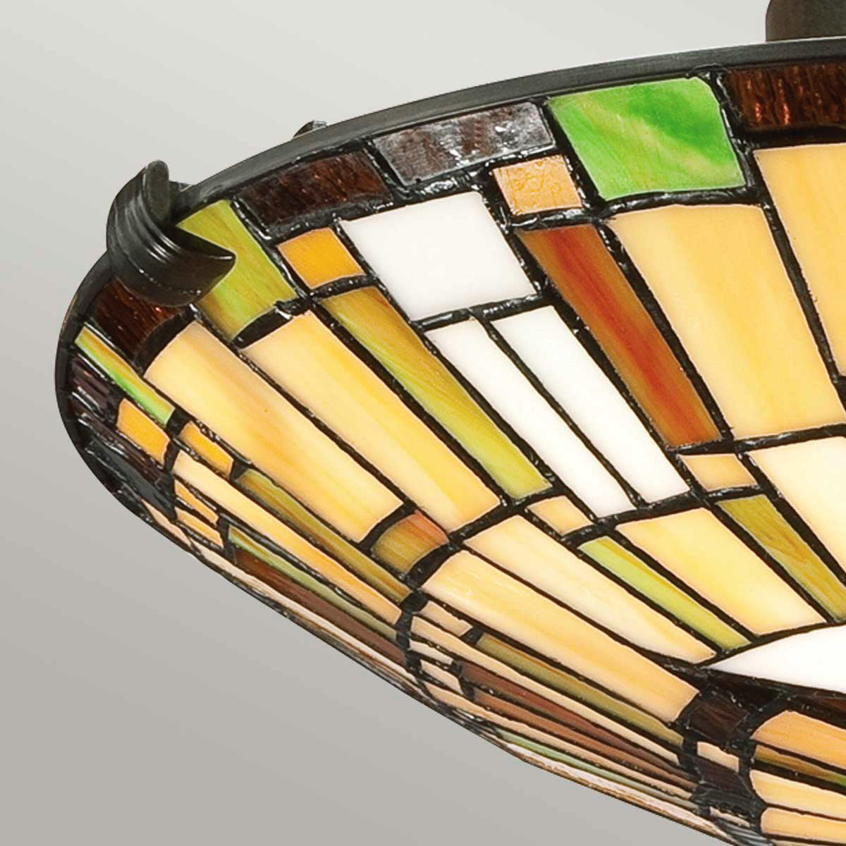 Quoizel Reed 2 lt Tiffany style Flush - Valiant Bronze & Art Glass Shade E27