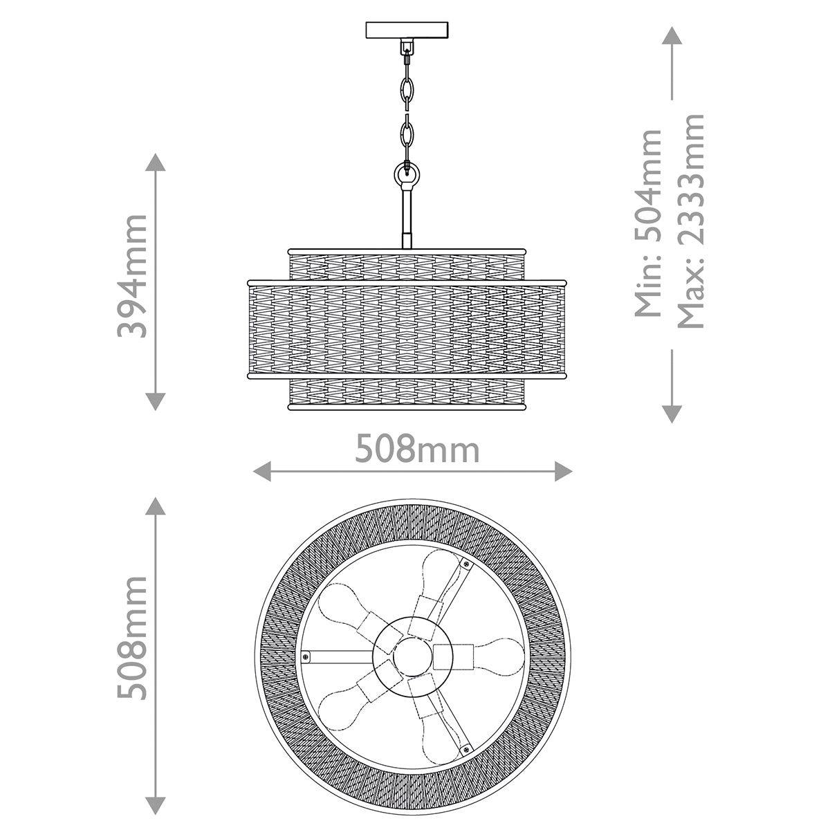 Quoizel Teton 5 lt Pendant - Matte Black E27