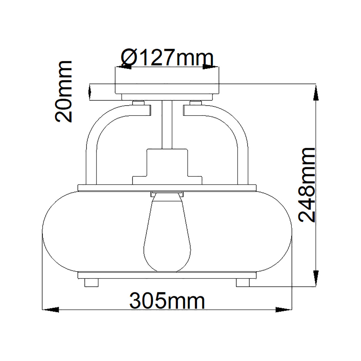 Trilogy 1/3Lt Semi-Flush - Old Bronze/ Brushed Nickel E27
