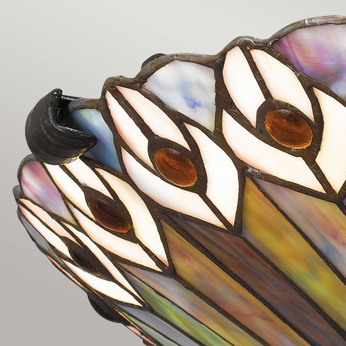 Quoizel Watkins 2 lt Tiffany style Flush - Valiant Bronze & Art Glass Shade E27