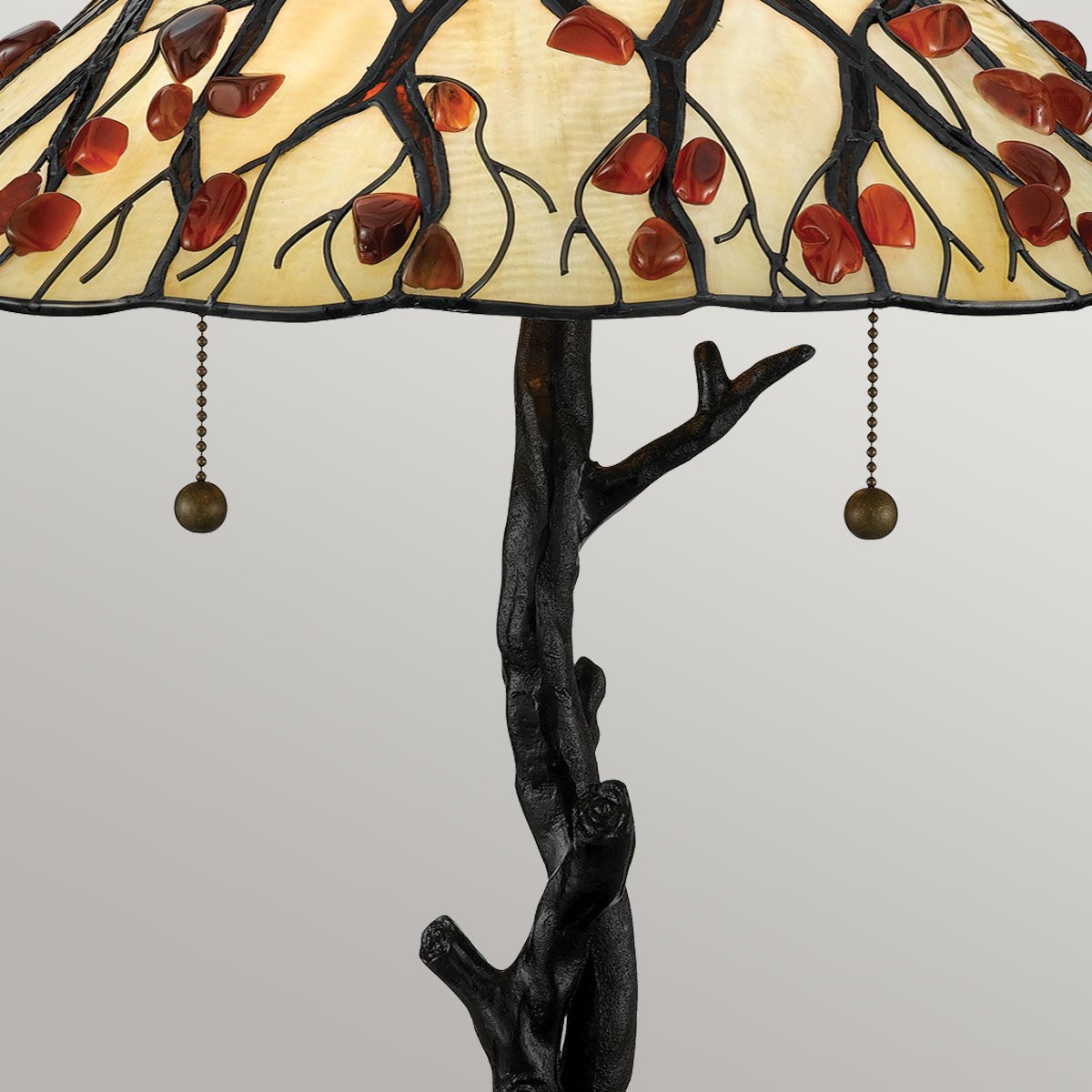 Quoizel Whispering 2 lt Tiffany style Table Lamp - Valiant Bronze with Art Glass Shade E27