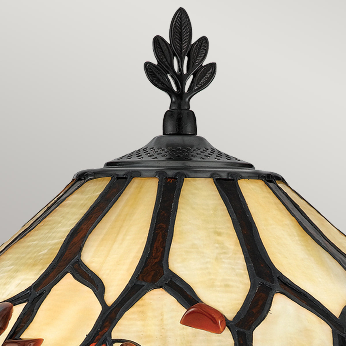 Quoizel Whispering 2 lt Tiffany style Table Lamp - Valiant Bronze with Art Glass Shade E27