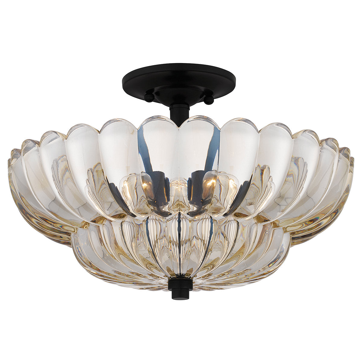 Quoizel Whitecap Semi Flush - Tinted Amber Glass with Mottled Cocoa Brown E14