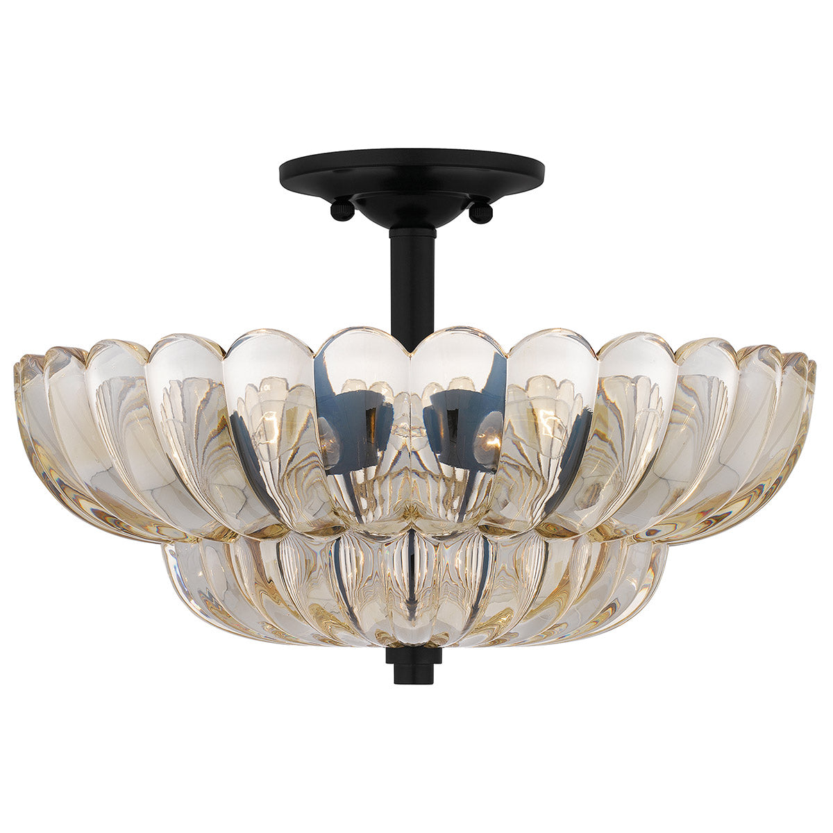 Quoizel Whitecap Semi Flush - Tinted Amber Glass with Mottled Cocoa Brown E14