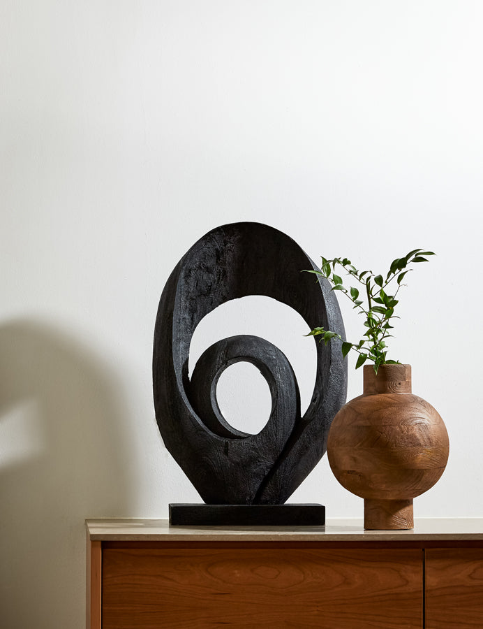 Randa Small Ornament - Matt Black Wood Finish