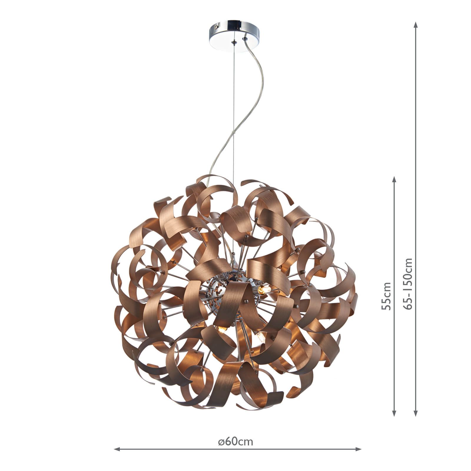 Rawley 9Lt Centre Ceiling Light - Brushed Copper Finish