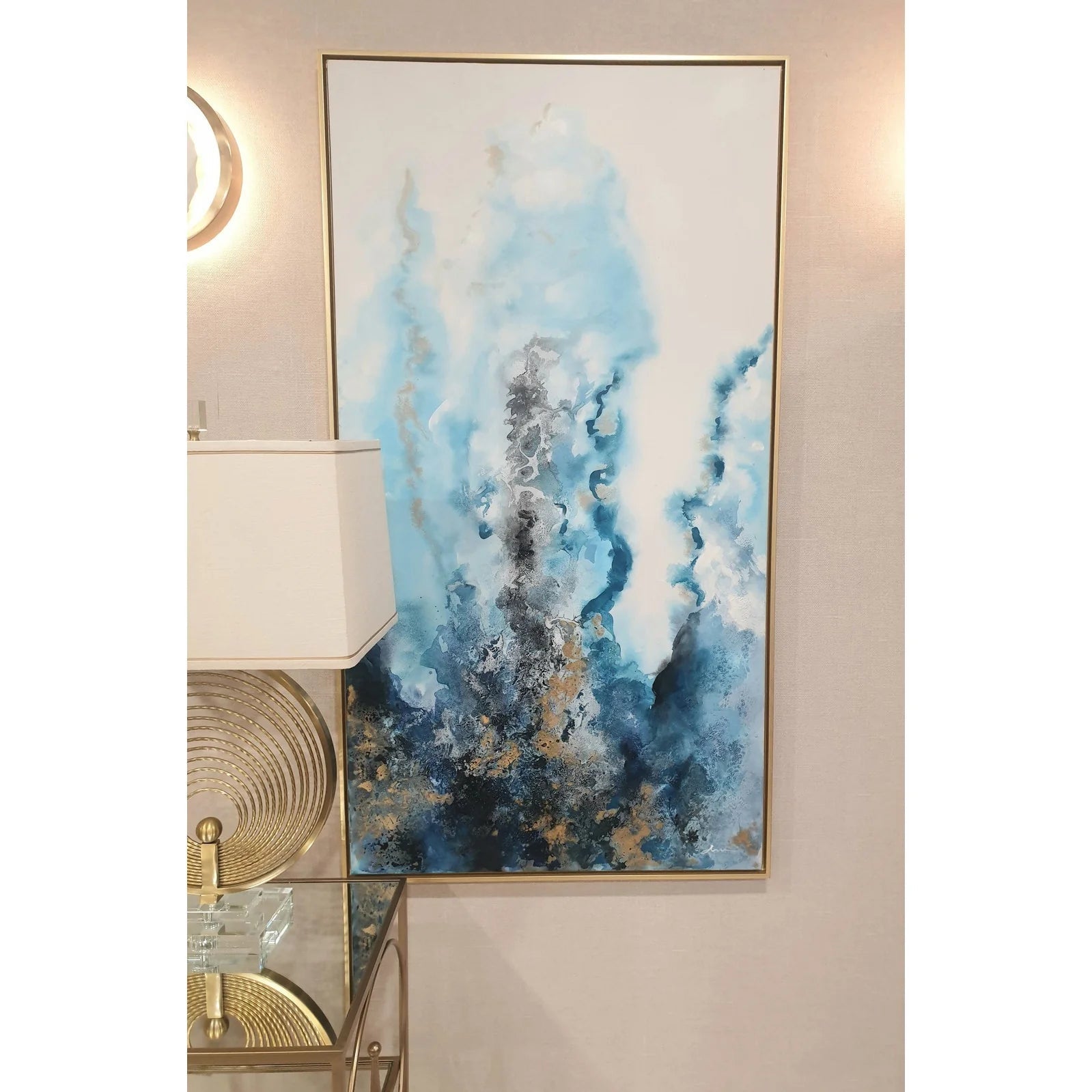 River Flow Wall Art - Gold Finish Frame