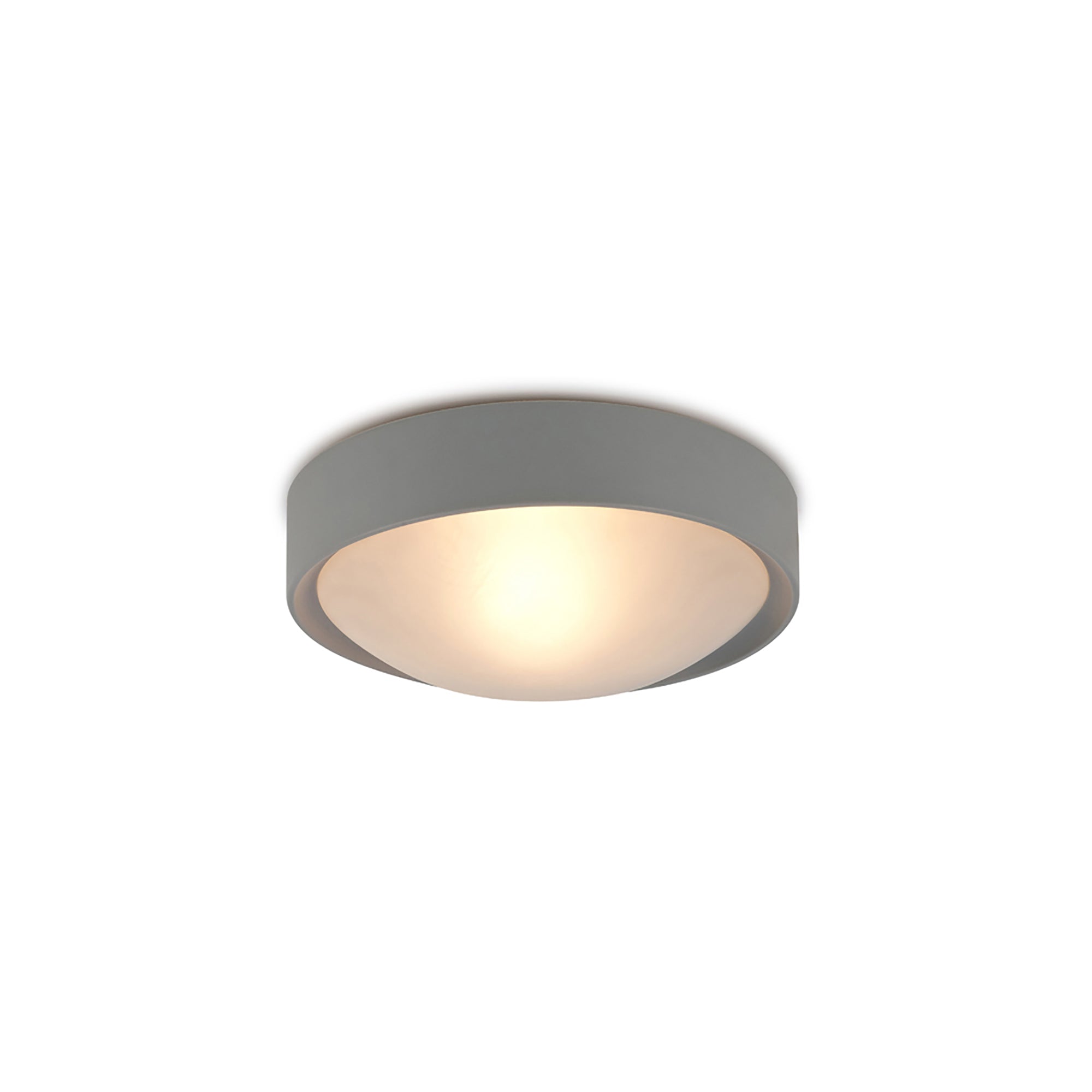 Rondo Flush Ceiling Light IP44 - White/Silver
