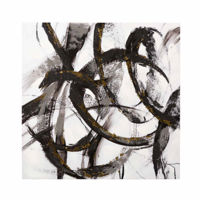 90x90 White and Black Abstract Canvas