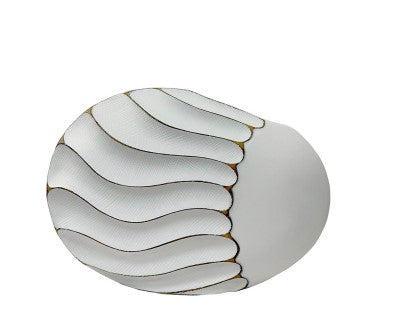 White Sand Wave Design with Brown Lining Polyresin Vase