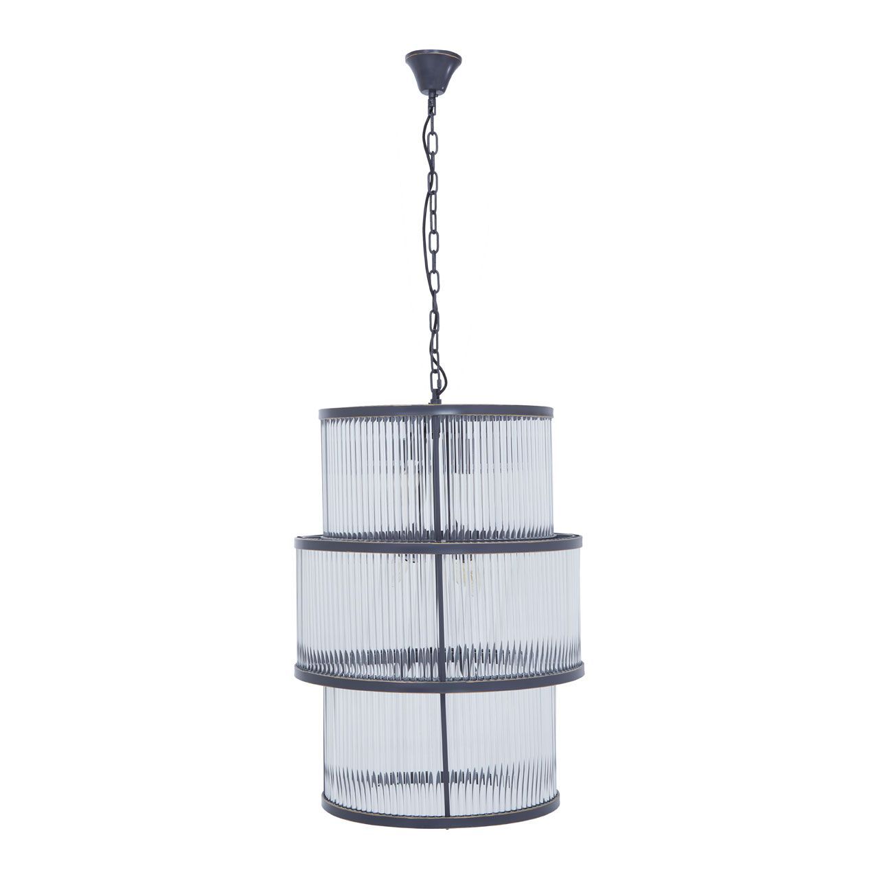 Salasco 3 Tier Chandelier Black With Glass Finish
