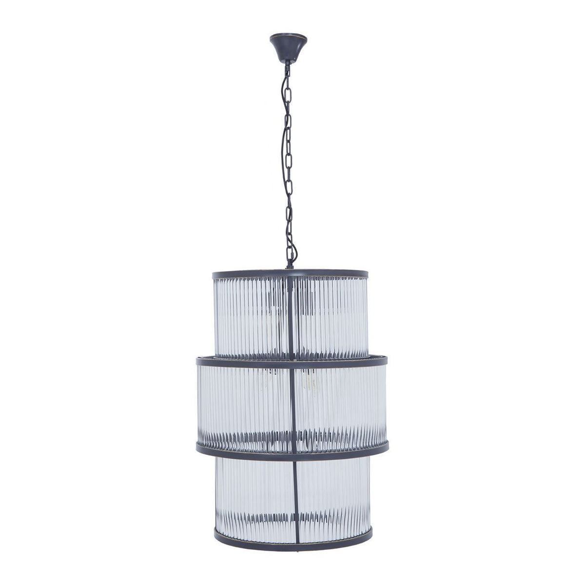 Salasco 3 Tier Chandelier Black With Glass Finish