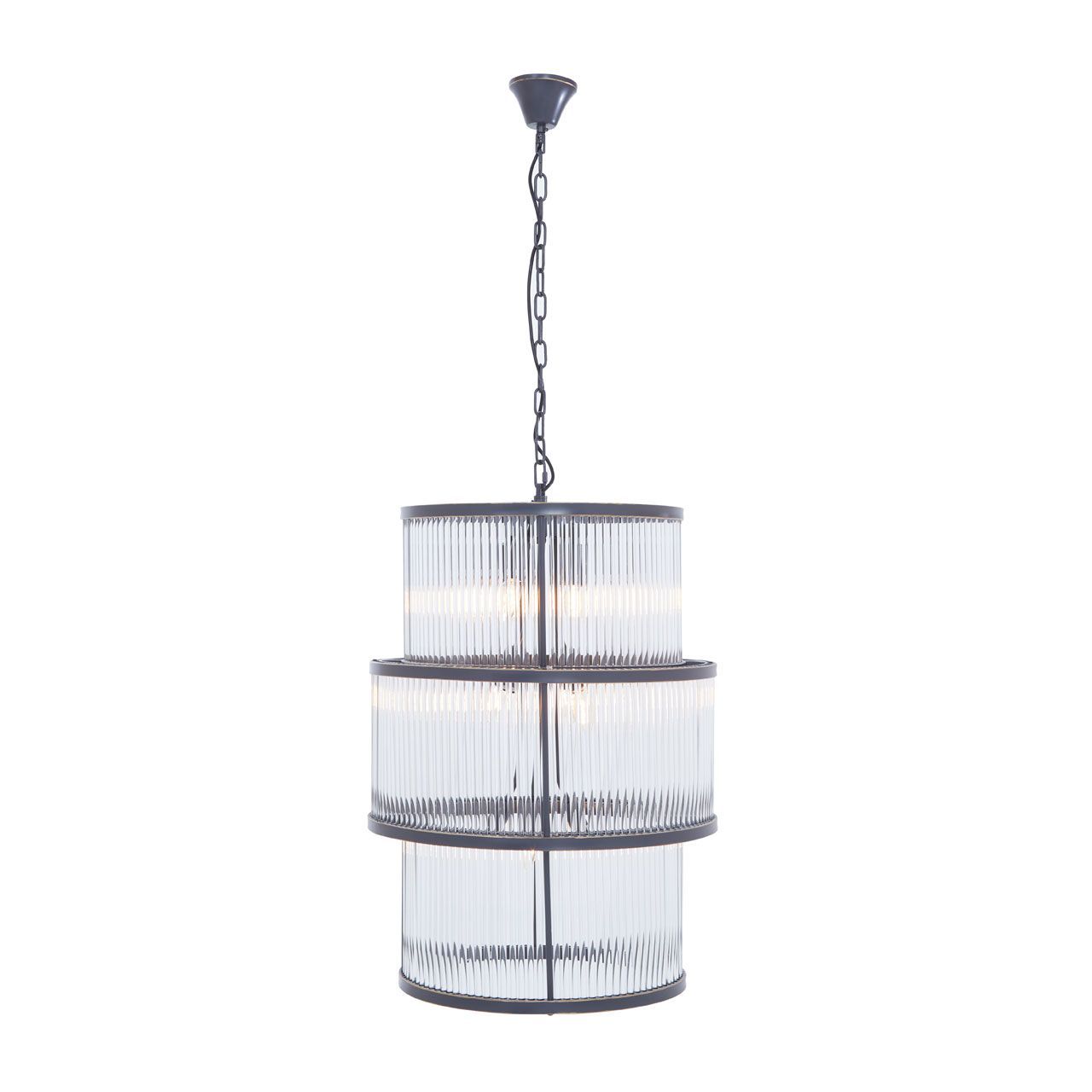Salasco 3 Tier Chandelier Black With Glass Finish
