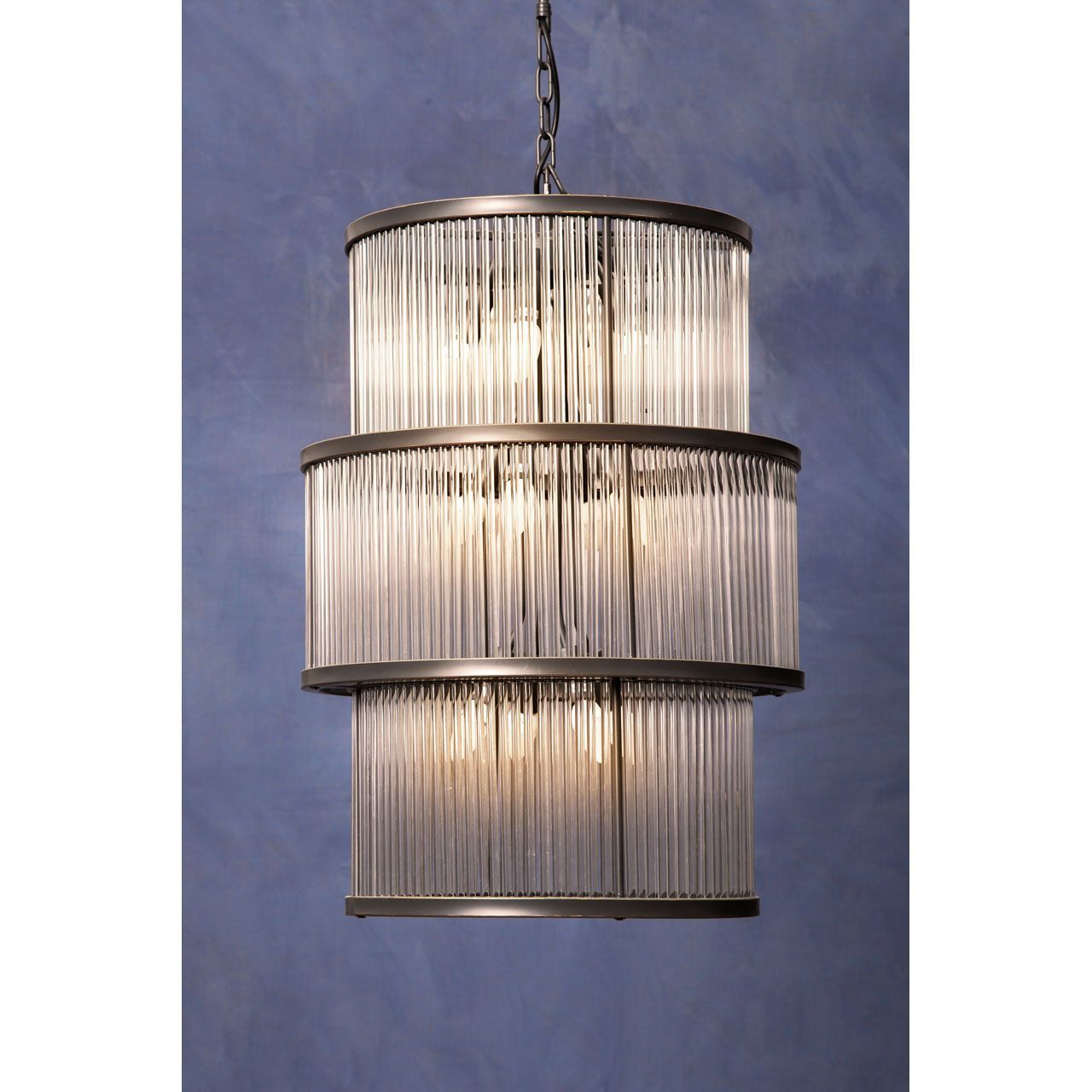 Salasco 3 Tier Chandelier Black With Glass Finish