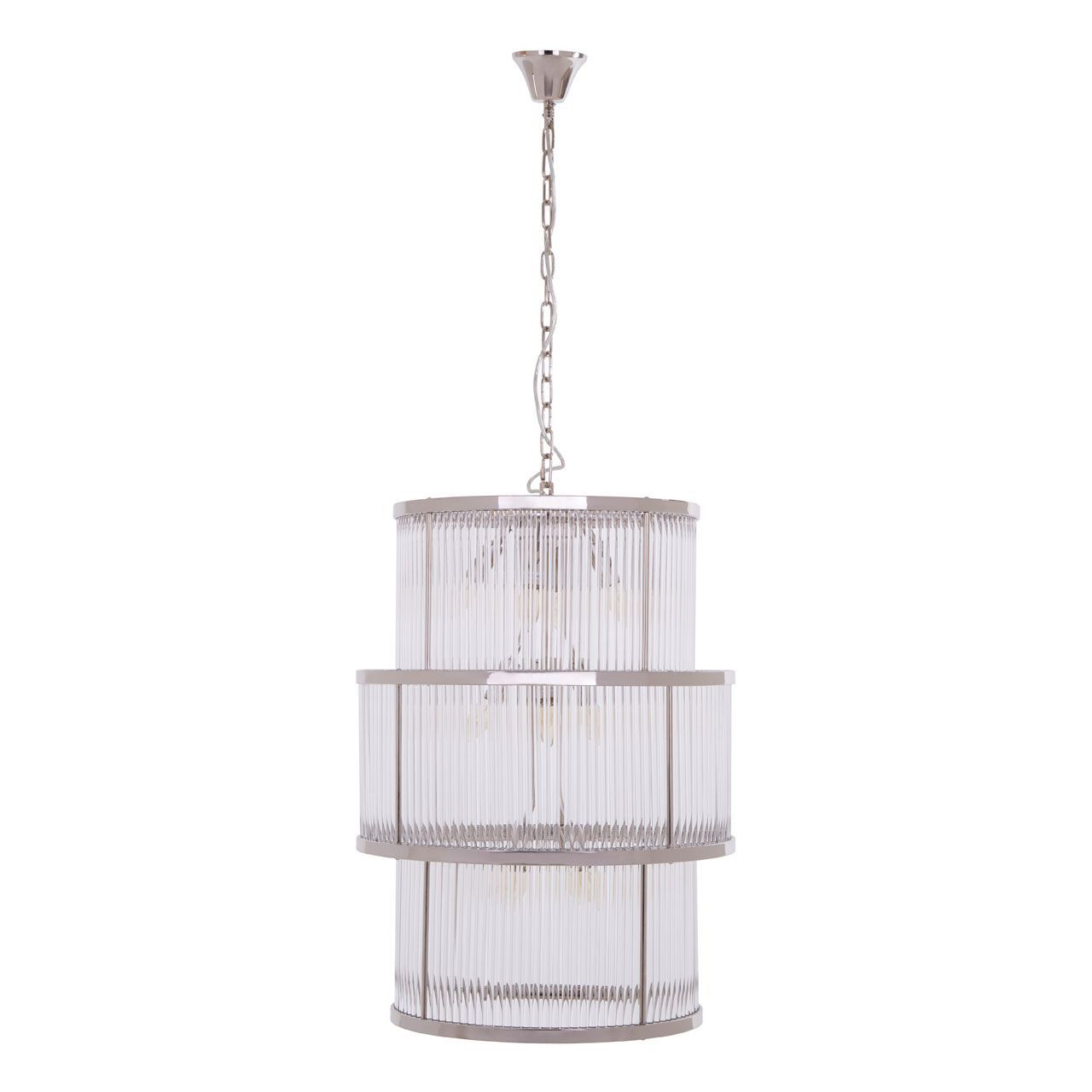 Salasco 3 Tier Chandelier Nickel With Glass Finish