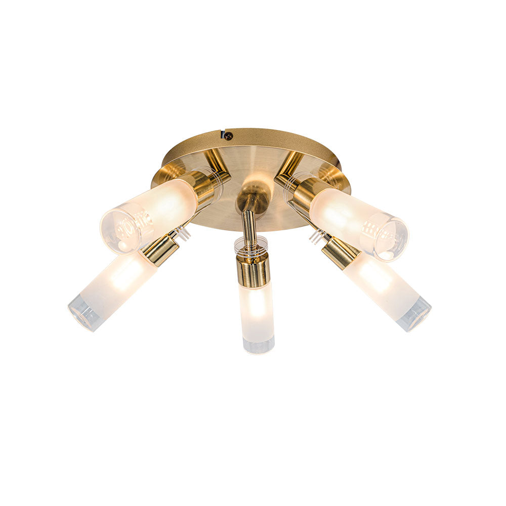 Saturn 5Lt Bathroom Ceiling Light IP44 - Polished Chrome/Satin Brass