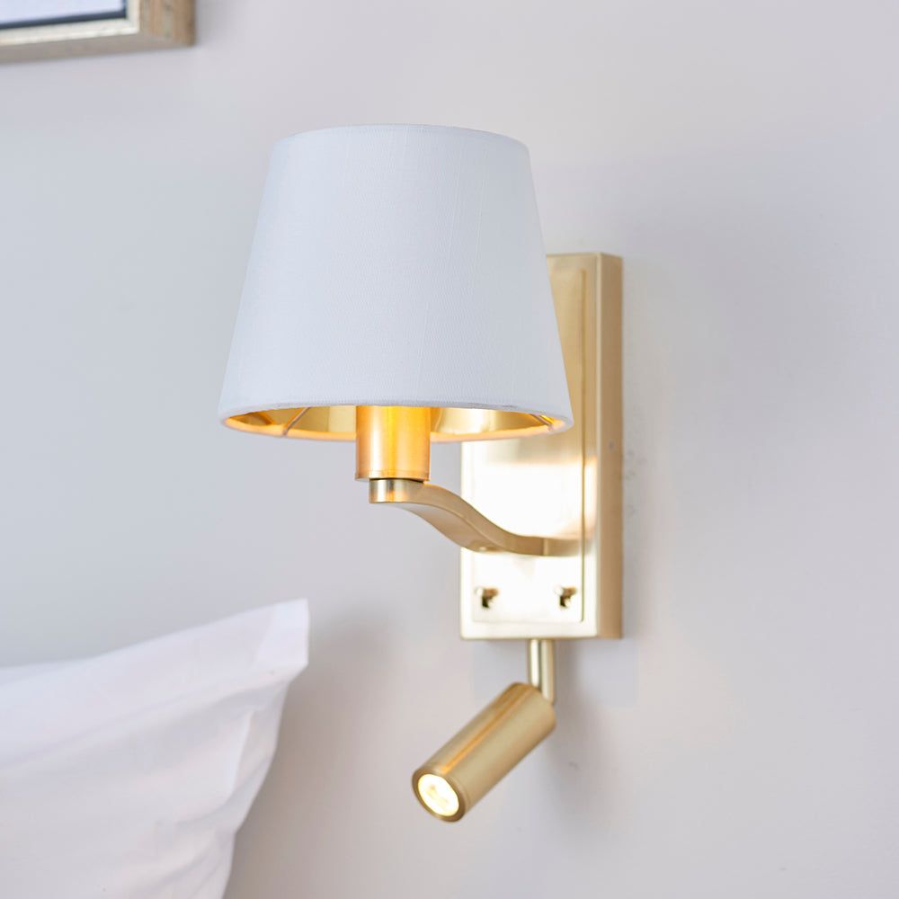 Shelbourne Single Wall Light with Spot - Brushed Gold/Bright Nickel