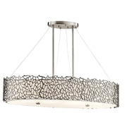 Silver Coral 4L Oval Island Ceiling Light - Classic Pewter Finish