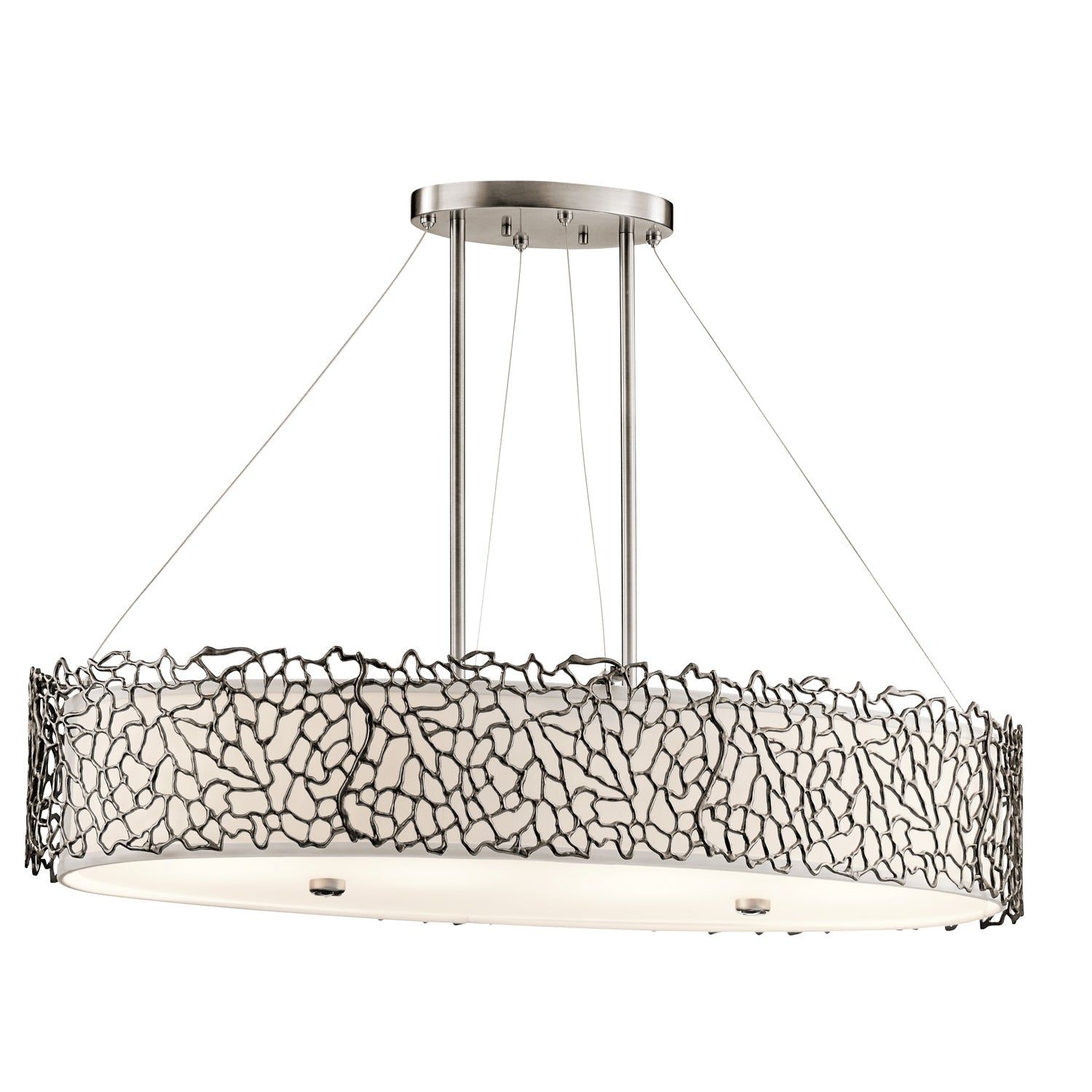 Silver Coral 4L Oval Island Ceiling Light - Classic Pewter Finish