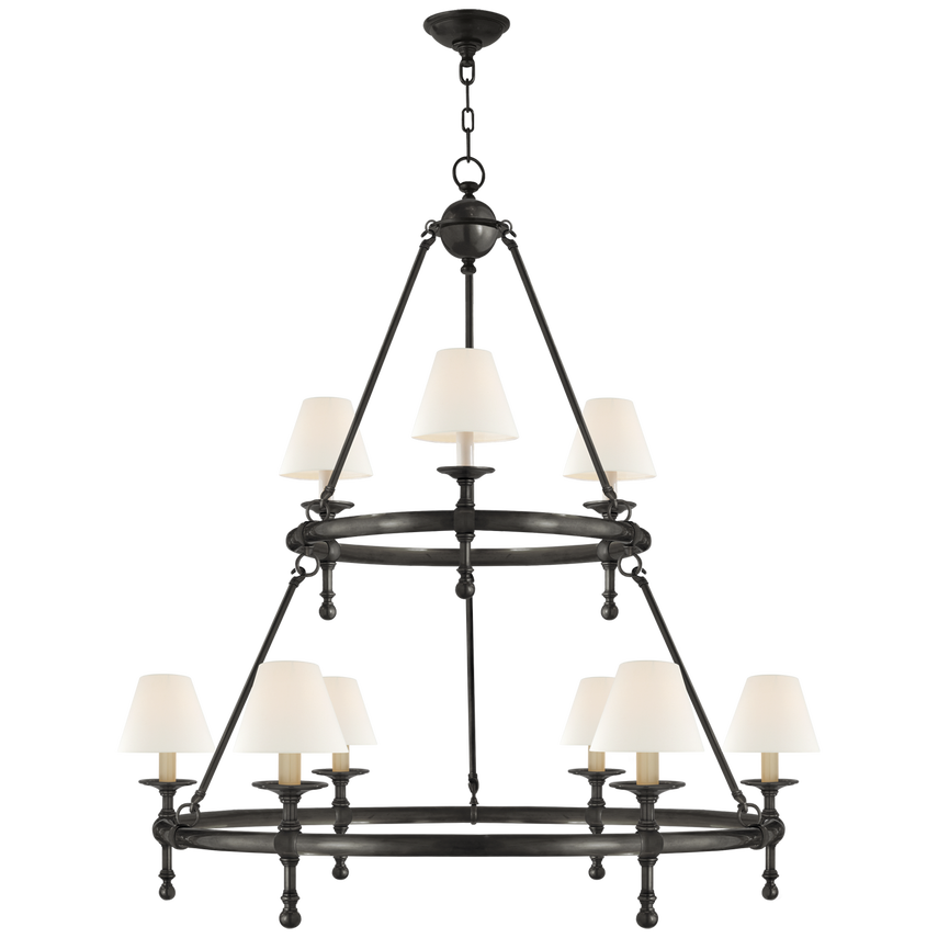 Classic Two-Tier Ring Chandelier- Bronze/ Antique Brass