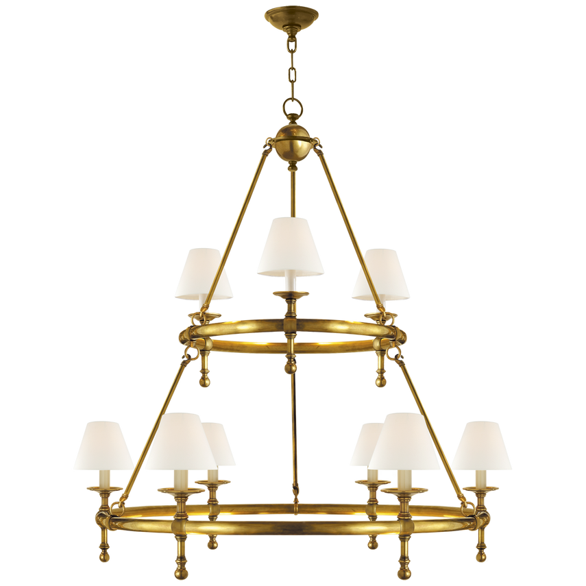 Classic Two-Tier Ring Chandelier- Bronze/ Antique Brass
