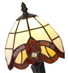 Sonic Tiffany Table Lamp, 1 x E14, Cream/Amber/Clear Crystal Shade